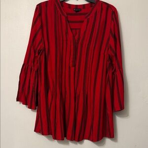Catherine Malandrino Red and Black Striped Blouse